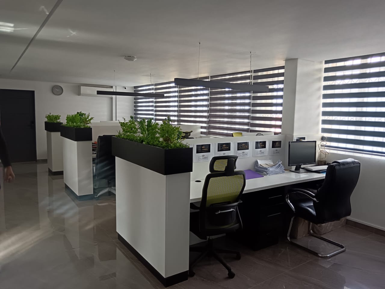 Modern office storage with filing cabinets